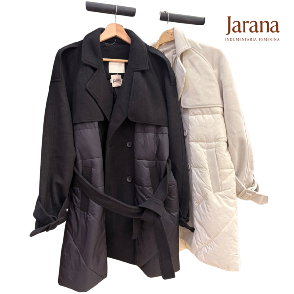 Trench combinado paño y puff